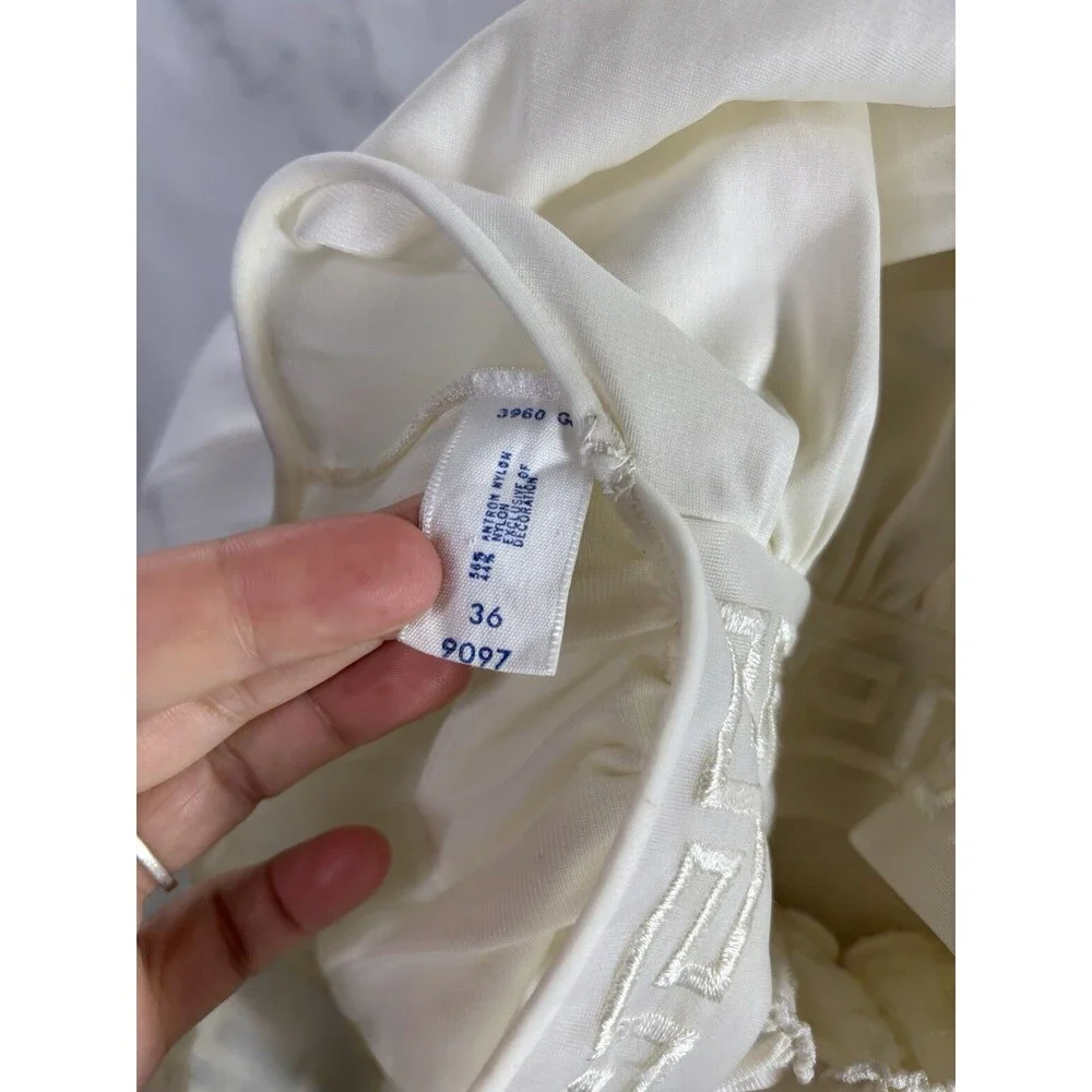 Vintage Grecian Goddess Nightgown Dress White Empire Waist Long Maxi 36 S Bride - Picture 13 of 16